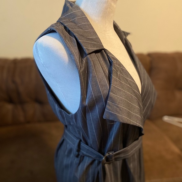 Mustard Seed Long Vest Women’s Small Grey and White Stripes - Picture 4 of 14